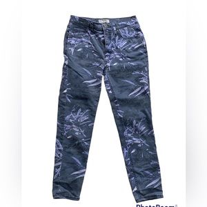 Free People Leaf Foliage Cropped Skinny Jeans Blue & Purple 27 w